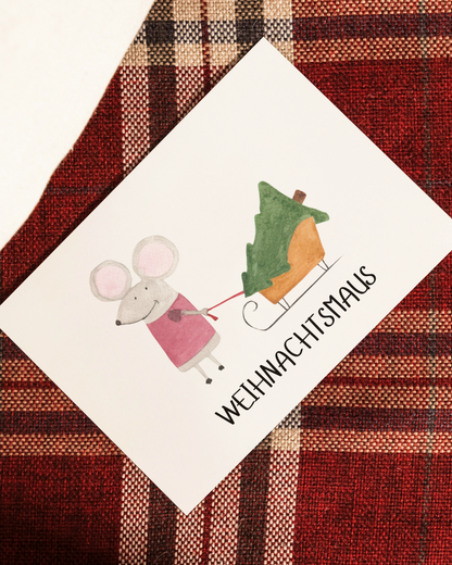 Weihnachtskarte mit Maus - Einzigartige Karte "Weihnachtsmaus"