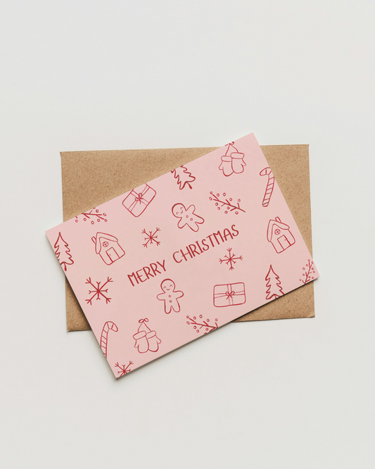 Weihnachtskarte mit Wintermotiven - "Merry Christmas"
