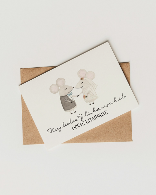 Glückwunschkarte zur Hochzeit - Einzigartige Hochzeitskarte "Hochzeitsmäuse"