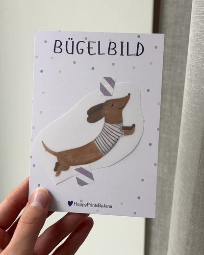 Bügelbild Dackel - Niedliches Bügelpatch zum Aufbügeln