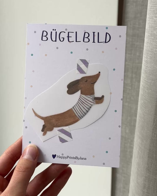 Bügelbild Dackel - Niedliches Bügelpatch zum Aufbügeln