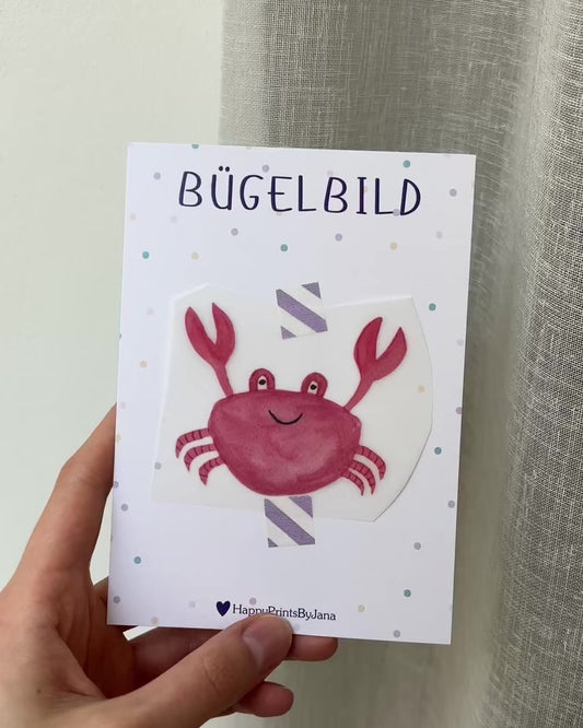 Bügelbild Krabbe - Maritimes Bügelpatch zum Aufbügeln