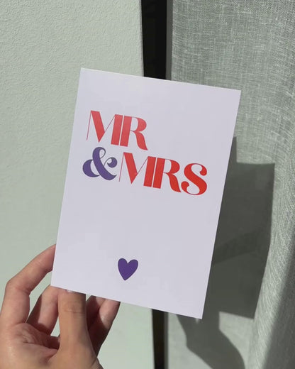 Glückwunschkarte zur Hochzeit - Schlichte Hochzeitskarte "Mr & Mrs"