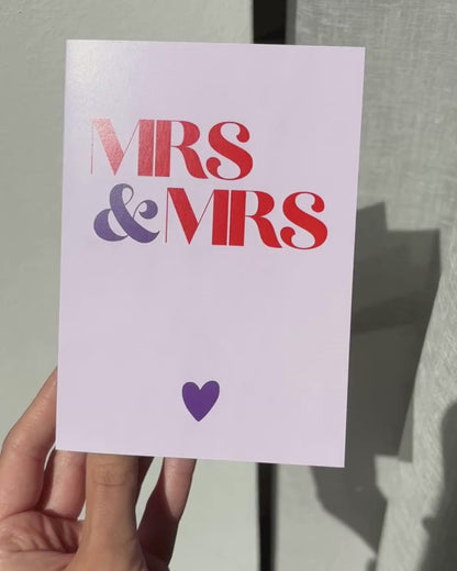 Glückwunschkarte zur Hochzeit für Lesben - Schlichte Hochzeitskarte "Mrs & Mrs"