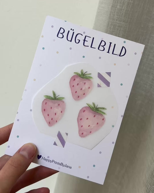 Bügelbild Erdbeeren - Sommerliches Bügelpatch zum Aufbügeln