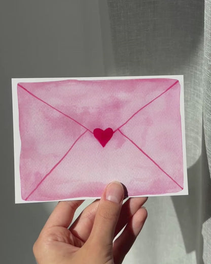 Romantische Karte mit Aquarell-Motiv - Schlichte Postkarte "Love Letter"